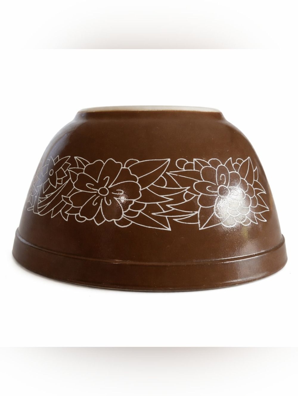Vintage Pyrex Bowl Brown And White